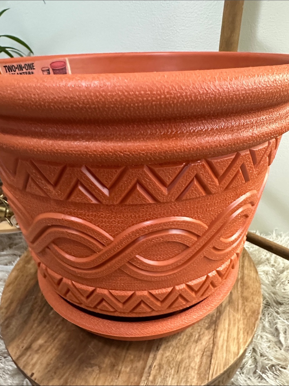 Vintage LAWNWARE TWO•IN•ONE Plastic Planter Reversible Saucer Terracotta Tone - Picture 13 of 17